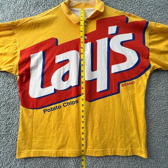 Vintage Lay's Potato Chips Polo Shirt Challenge 93 Mens Large Yellow Spell Out - Picture 10 of 11